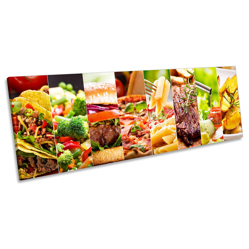 Various Foods Collage Kitchen 1 Piece Wrapped Canvas Panoramic Wall Art, 60.96cm H x 182.88cm W x 4cm D