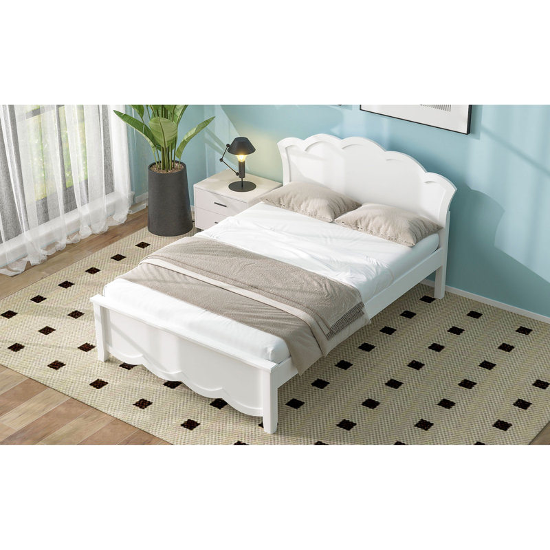 Full Size Wood Platform Bed with Headboard