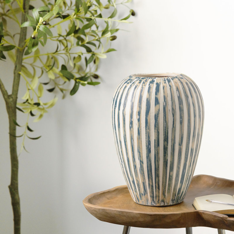 Vase décoratif en bambou et bois brossé Cole and Gray