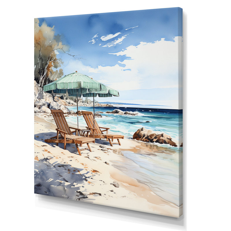 «Beach Chairs Scenery I», reproduction sur toile, H 32 po x l 16 po x P 1 po, Toile tendue