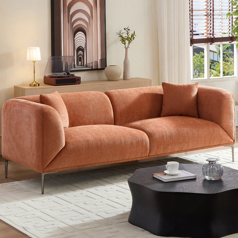 Modern Sofa For Living Room Family Movie Nights & Reading Hours, Orange