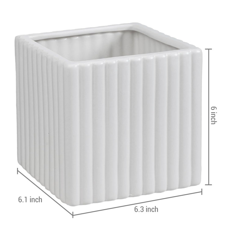 2 Piece White Ceramic Flower Planters Pots
