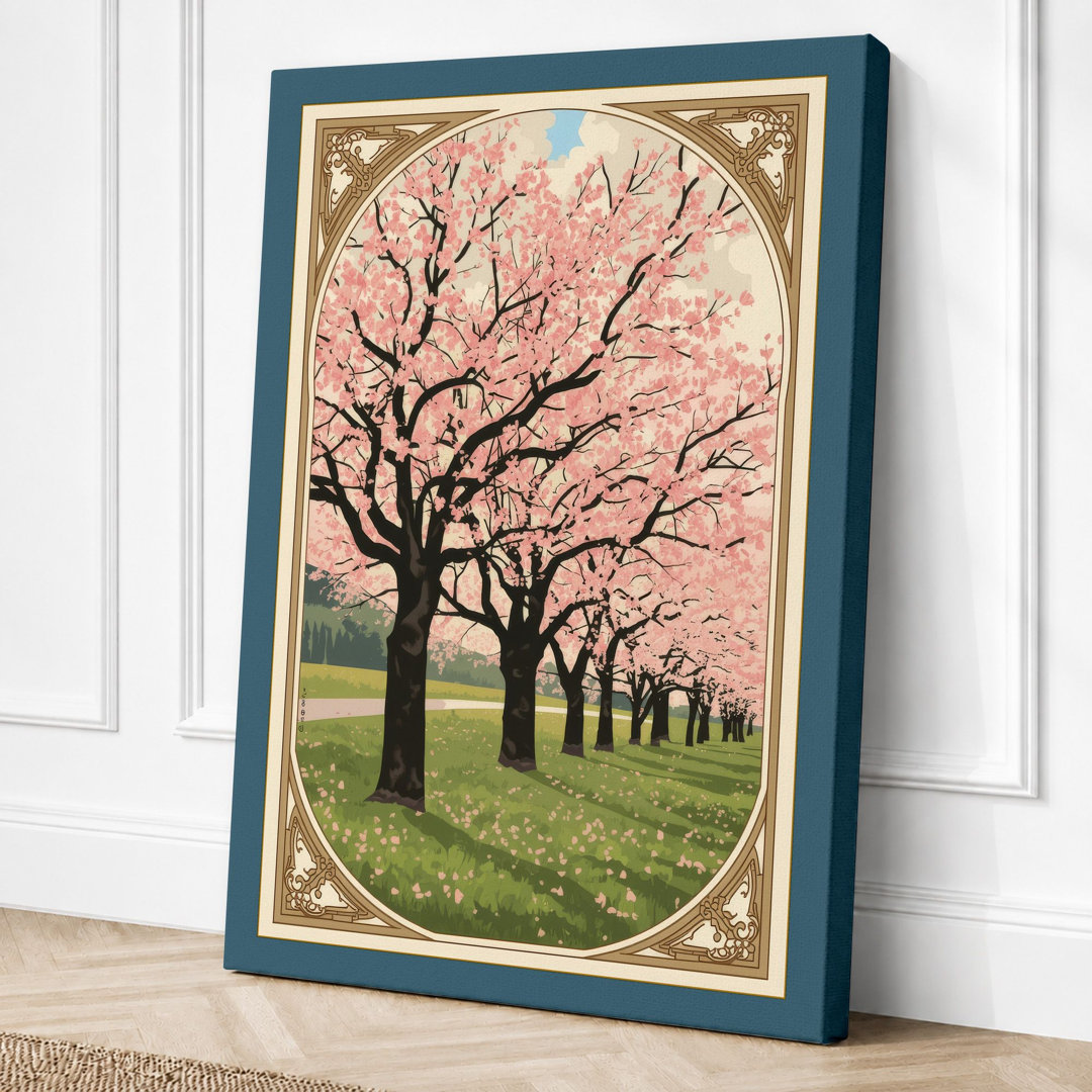 Cherry Blossom Path Vintage - Wrapped Canvas