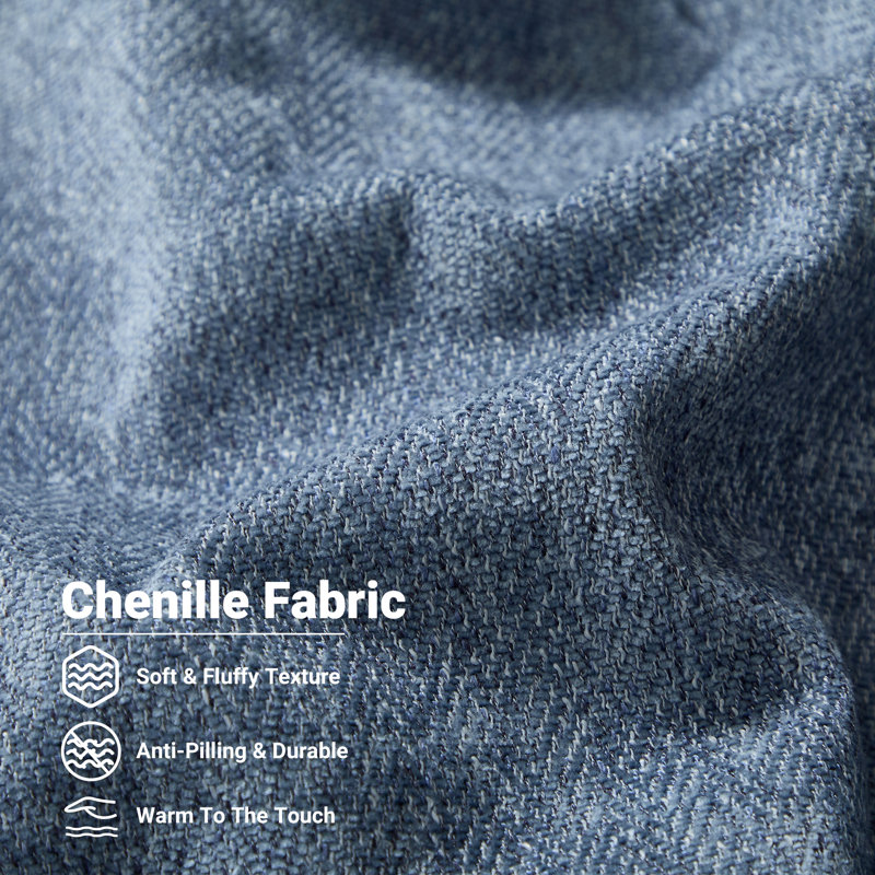 37 " Chenille Accent Chair, Light Blue Chenille