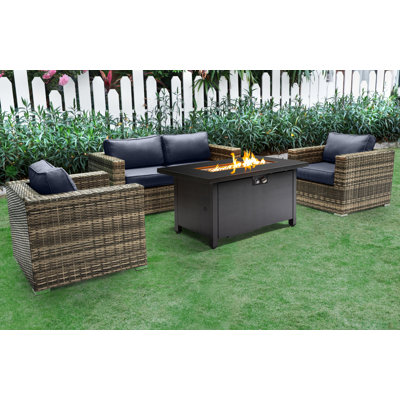 Ensemble de conversation Lsi pour 4 personnes avec foyer et coussins Sunbrella