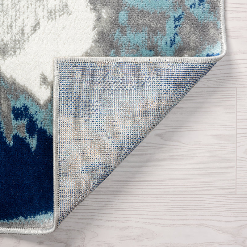 Tapis bleu abstrait Moises, Rectangle 2 pi x 3 pi
