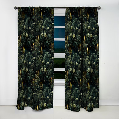 Haunted Nocturne Moody Patterns - Floral Curtain - Velvet Blackout Floral Curtain - 1 Panels