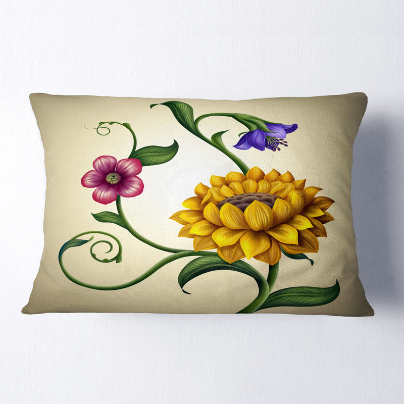 Coussin décoratif fleurs et feuilles floral