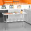 Table de préparation en acier inoxydable 24 po x 60 po avec dosseret à roulettes et tablette réglable pour la cuisine commerciale, l'extérieur, le restaurant, l'hôtel et le garage