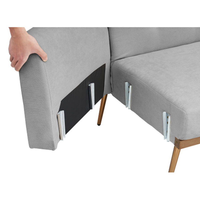 Upholstered 78'' Sleeper Sofa, Light Gray 100% Cotton