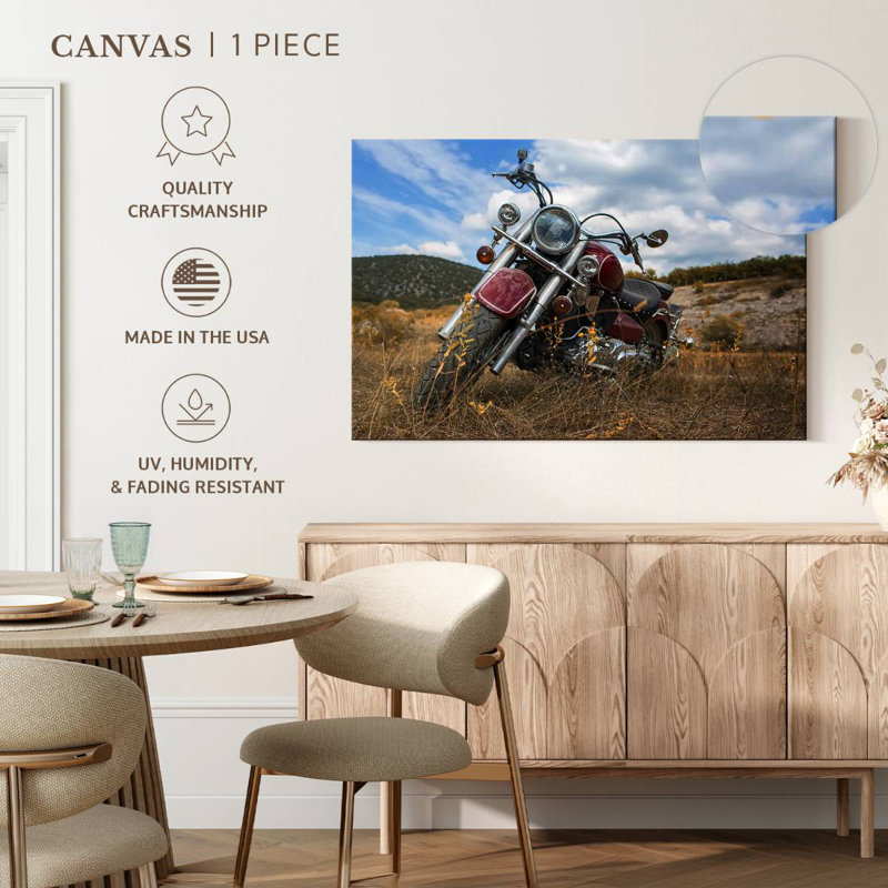 Mehar Parked Classic Motorcycle, 32" H x 48" W
