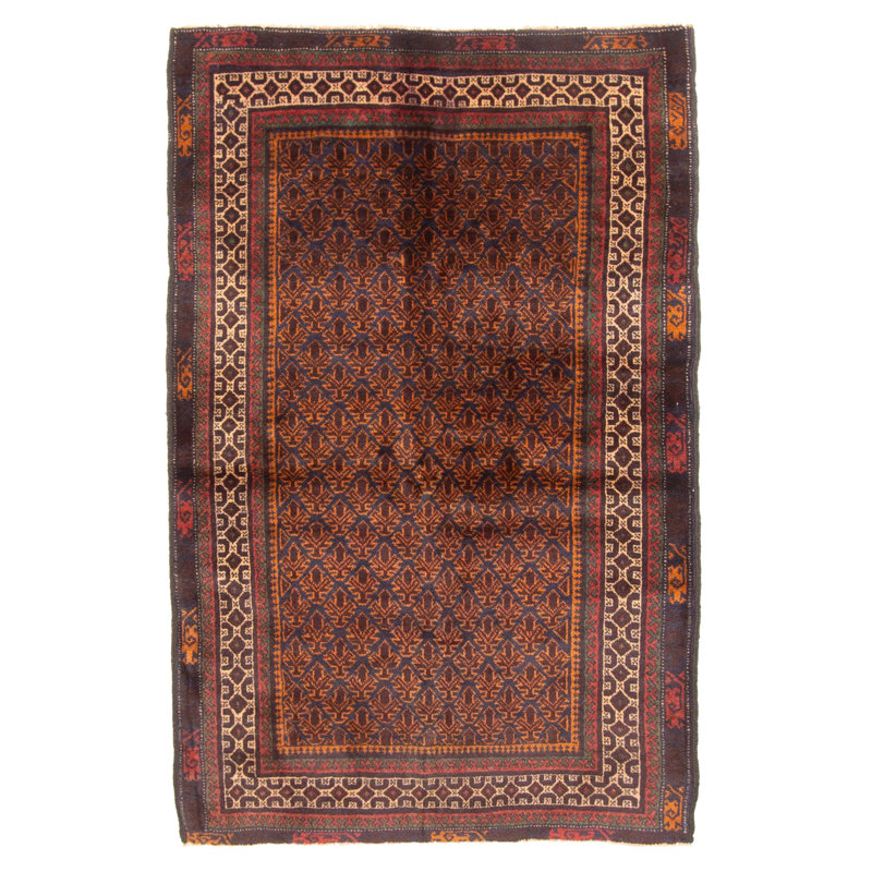 Tapis brun Teimani 3 pi 5 po x 5 pi 2 po