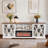 93"W Farmhouse Fireplace Tv Stand For Tvs Up To 100", Entertainment Center Tv Console With Storage Cabinets And Adjustable Shelves-2147026310