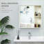 Armoires | Armoire de rangement murale à miroir à 2 niveaux, 24,75 po x 25,5 po, finition imperméable, blanc moderne | Minimaliste | Salle de bain