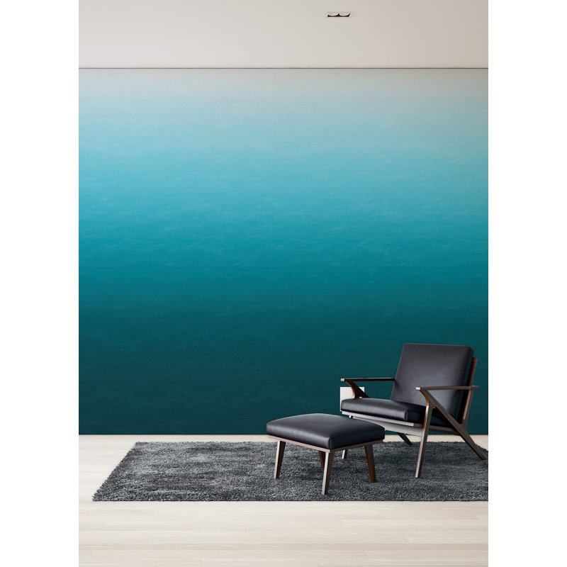 Caribbean Sea Teal Blue Ombre Wall Mural, Blue