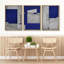 Bleu foncé, gris, géométrique, bloc, abstrait, Mid-Century, formes modernes, illustrations, décor chic-100780922-100780921