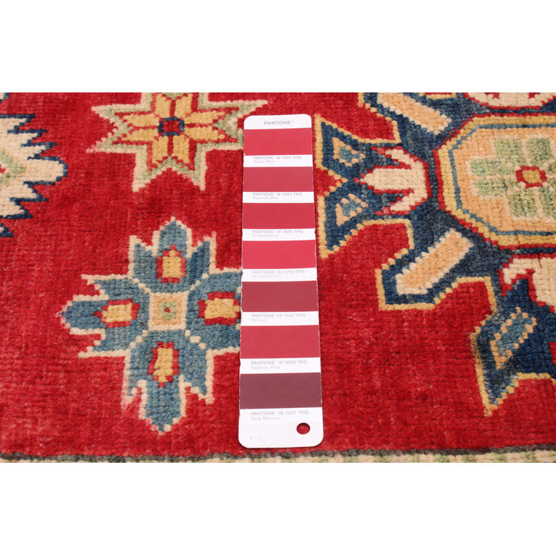 Tapis rouge en laine noué à la main de conception unique 9 pi 1 po x 11 pi 11 po New Age