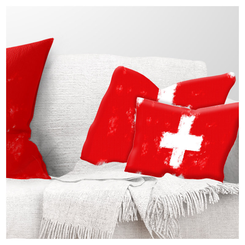 Coussin décoratif imprimé drapeau de la Suisse - cartes et drapeaux