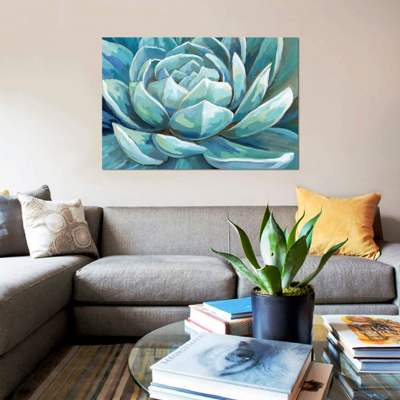 «Cerulean Succulent», reproduction sur toile, H 8 po x l 12 po x P 0,75 po, Toile tendue, Pas de tapis