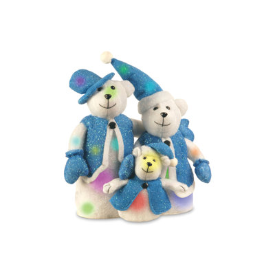 Famille de bonhommes de neige en coton 16 po avec lumières à DEL pré-installées
