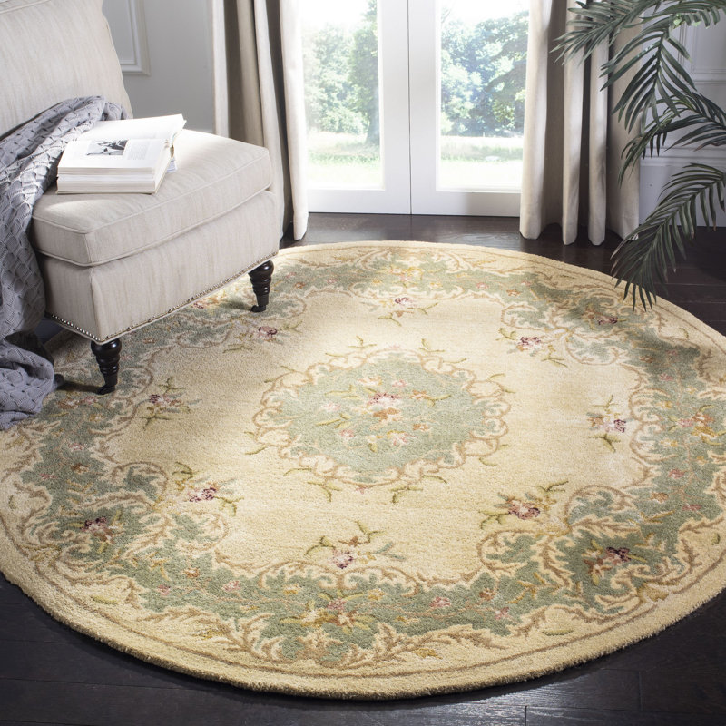 Molter Hand Tufted Wool Floral Rug, Round 6'