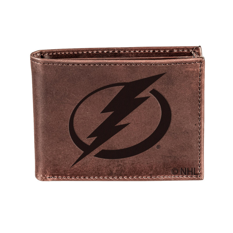 Tampa Bay Lightning, portefeuille pliable, brun, CH, 100% cuir véritable
