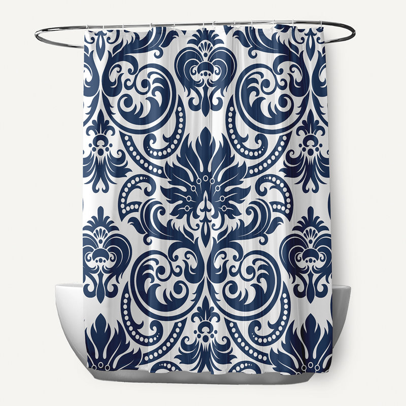 Rushford Damask Shower Curtain, Blue