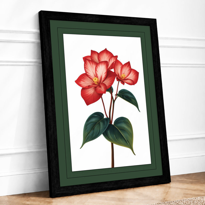 Single Rose In Bloom Botanical - Print, A1 - 84.1 x 59.4 cm, Black