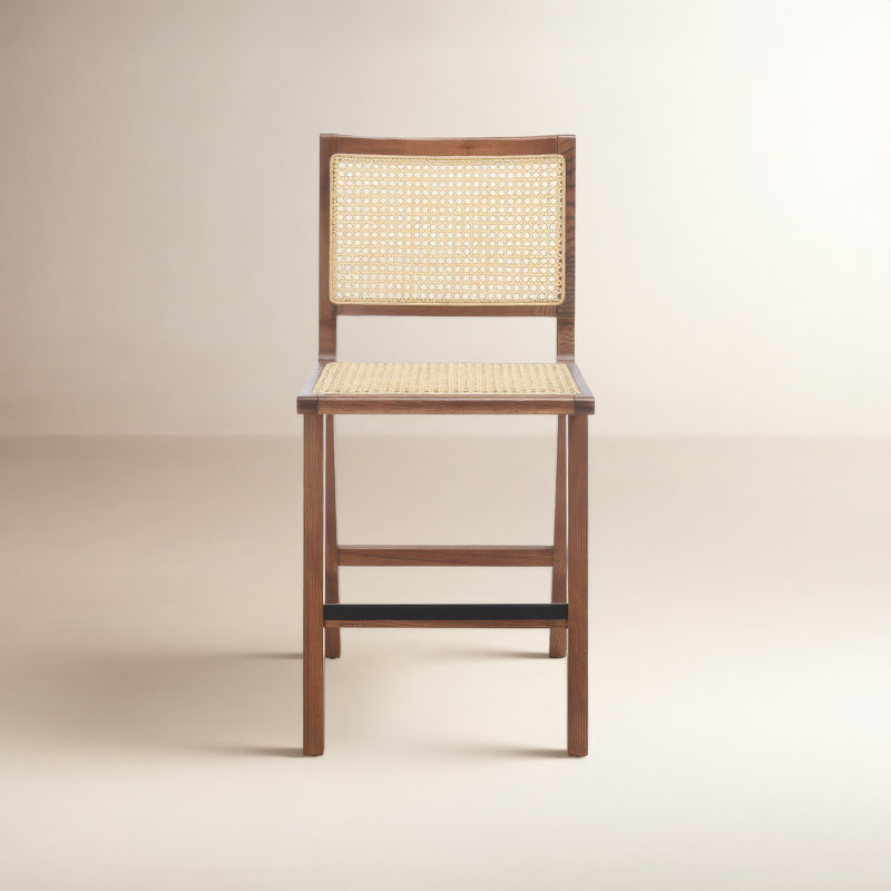 Atticus Counter Stool with Solid Wood Frame, Walnut, Counter Stool (23.2" Seat Height)