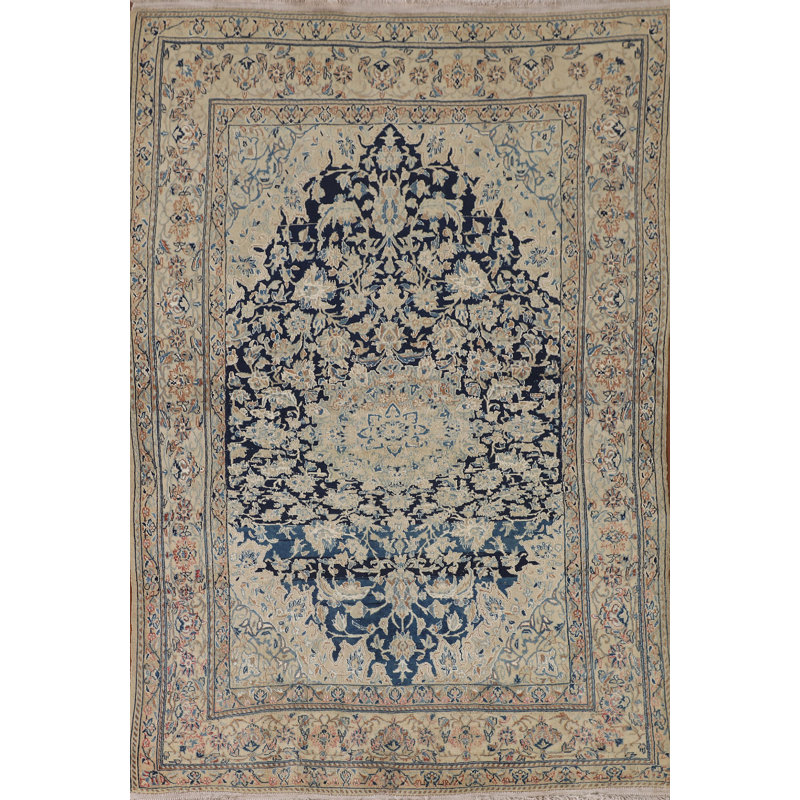 Tapis rétro bleu traditionnel 4 x 6