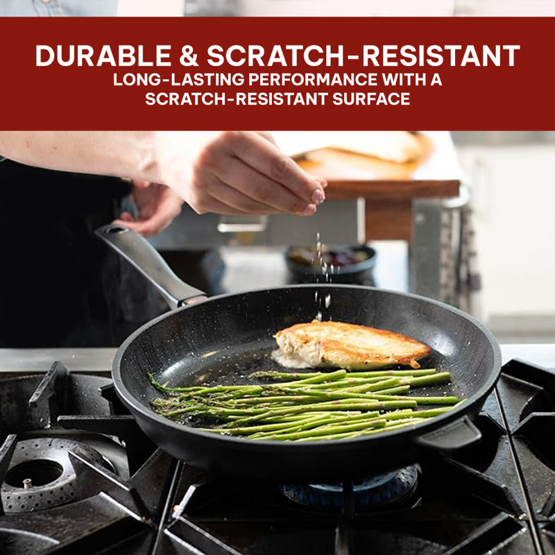 Alva 11" Black Nonstick Cast Aluminum Frying Pan with Ceramic Coating