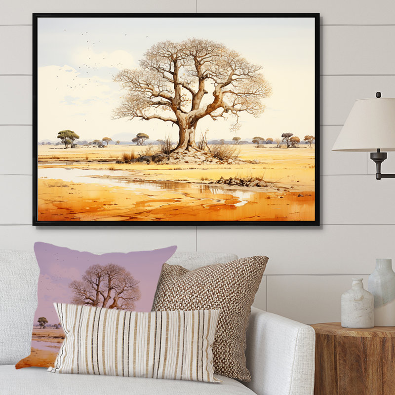 «Desert Baobabs Resistance I», reproduction sur toile, Cadre flottant noir, H 12 po x l 20 po x P 1 po