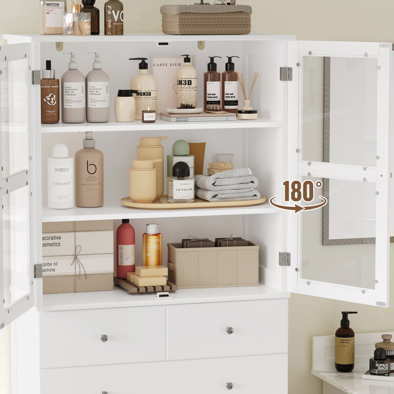 70.9" Waterproof Bathroom Storage Cabinet, Freestanding Bathroom Linen Cabinet with Drawers, Space-Saving Organizer for Towels, Shower Supplies & Cosmetics