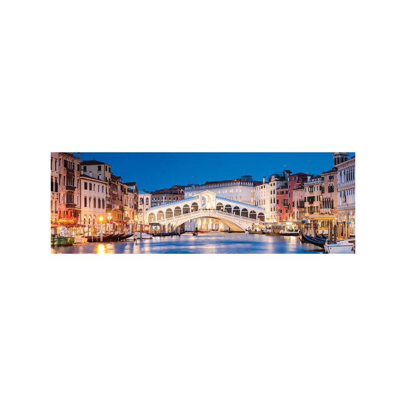 Rialto Bridge At Night, Venice by Matteo Colombo - No Frame Panoramic Print on Canvas, 30.48 cm H x 91.44 cm W x 1.91 cm D