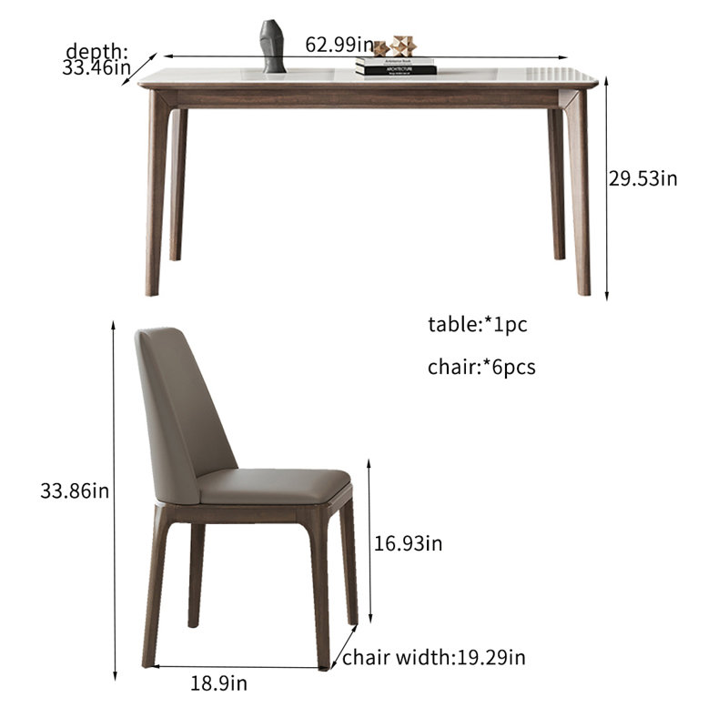 Table de salle à manger Nordic Light, H 29,53 po x L 62,99 po x l 33,46 po