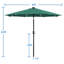 Parasol de patio 10 pi avec 8 baleines et 32 lumières DEL Harworth-764283440