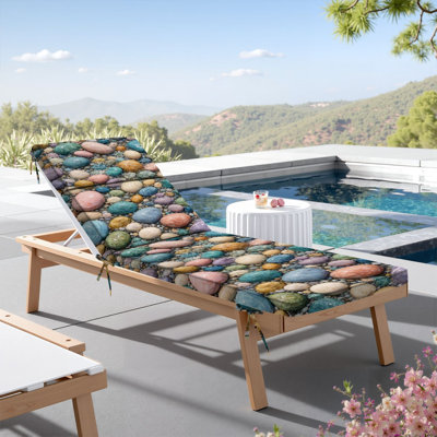  Coussin de patio pour l'extérieur 3 po Coussin de patio pastel à motif de galets iridescents et de pierres douces Coussin de chaise longue résistant à l'eau pour les chaises de patio