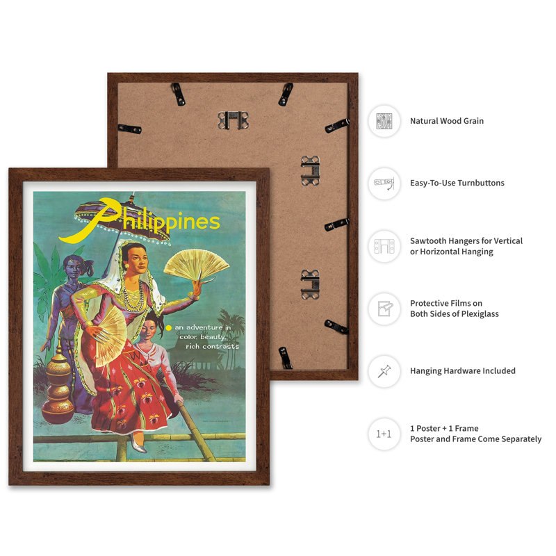 Danseur du sud des Philippines, Affiche, H 08 po x l 10 po, Encadrement brun