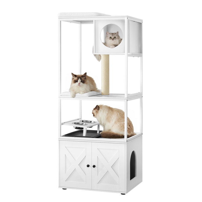 146cm H Cat Tree, Matte White