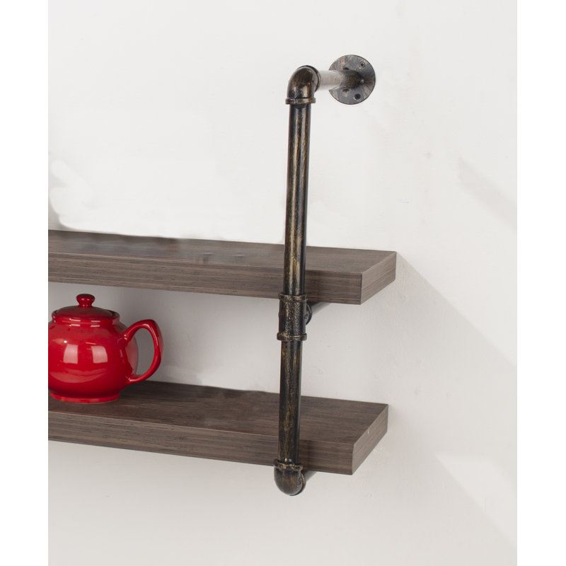 Wakefield Wall Shelf twin pack with pipe design brackets