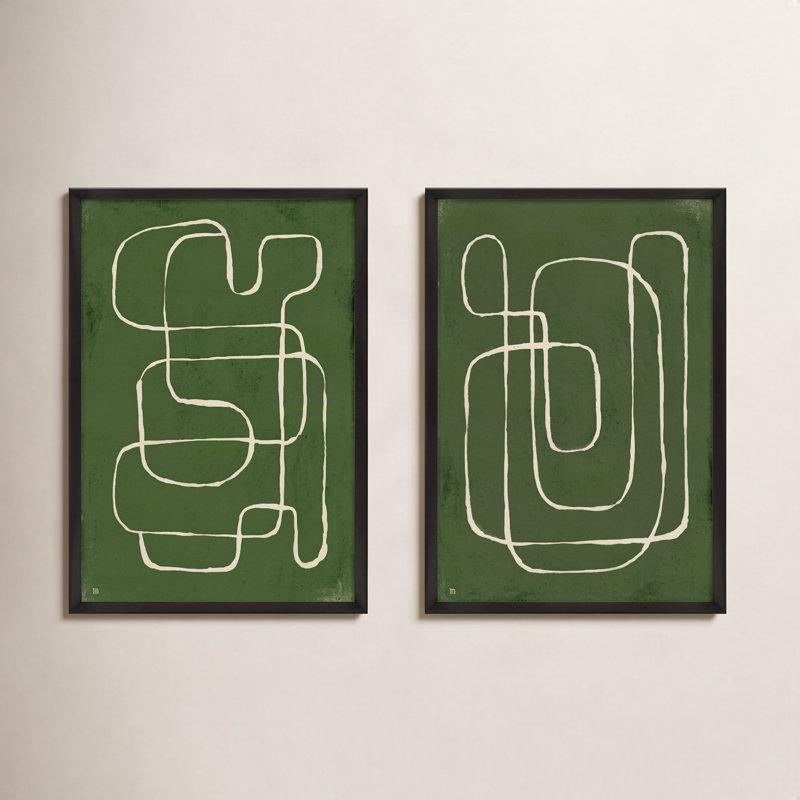 Line Works Painting by StudioM, Black Framed Paper, 30" H x 42" W x 1.25" D