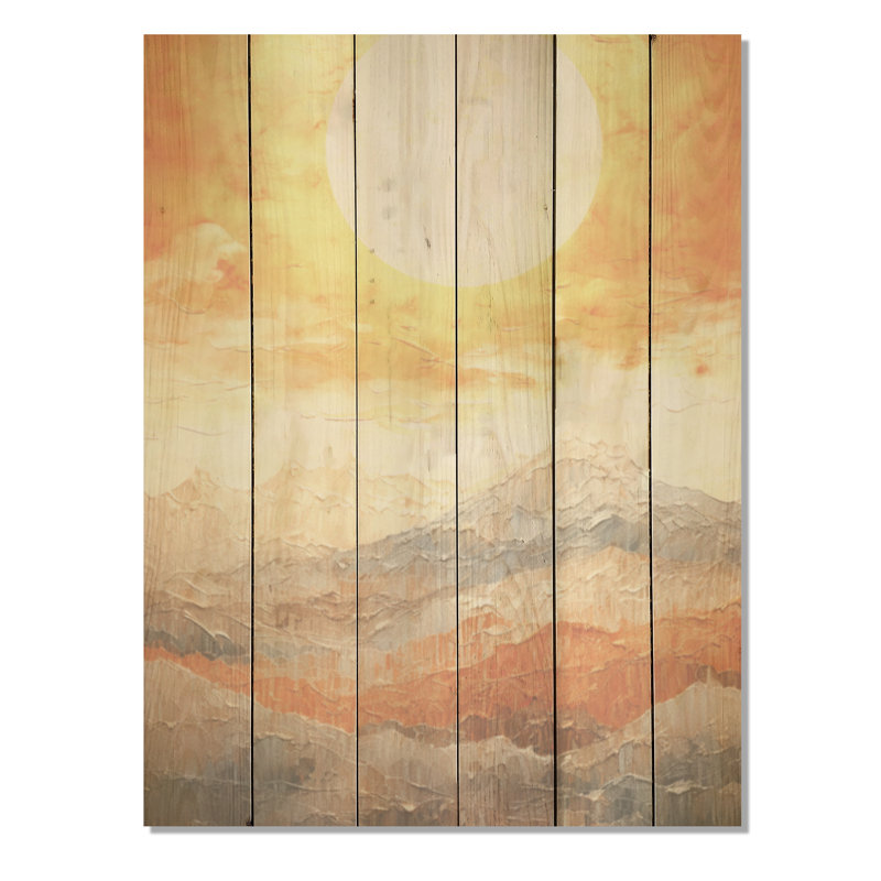 Harmonie géométrique de coucher de soleil géométrique sur bois de pin naturel, H 40 po x l 30 po