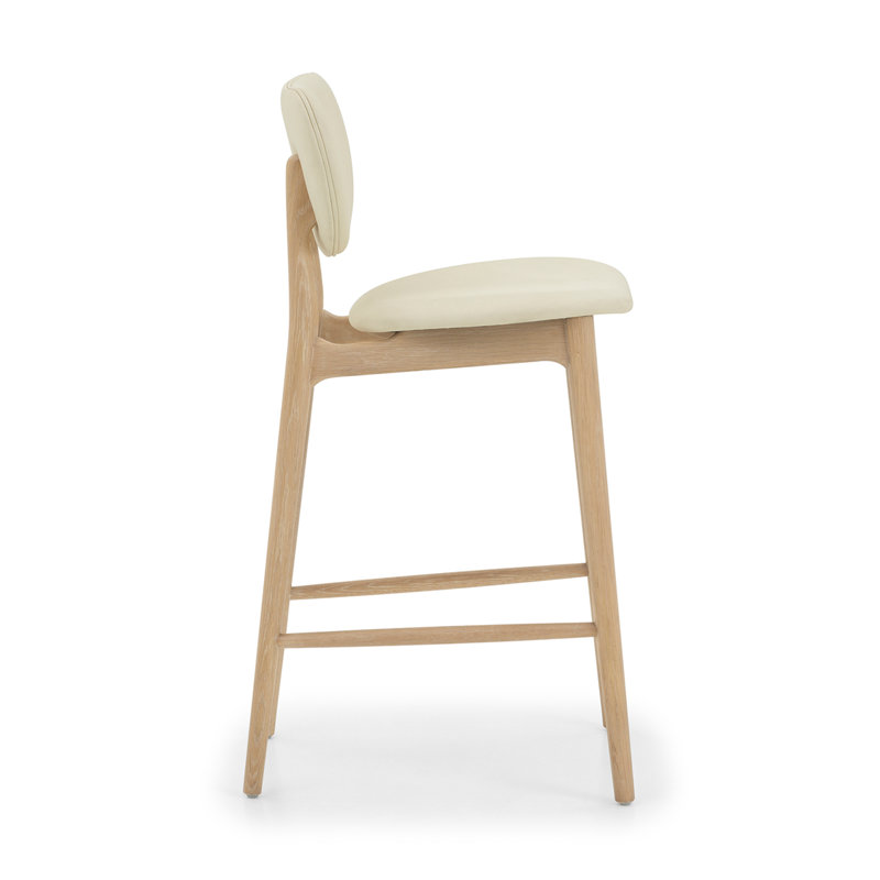 Stella Upholstered Stool, Saddle/Acorn/Brushed Nickel