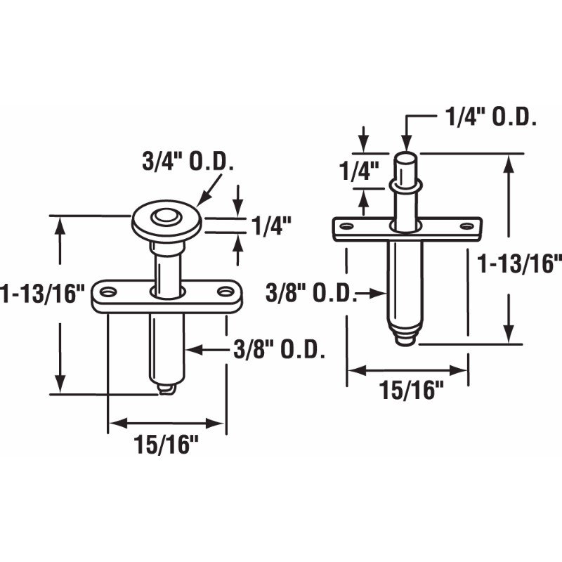 Prime-Line Top Pivot and Guide Wheel, 3/8 in Diameter, Steel/Plastic, Mill (Single Pack)