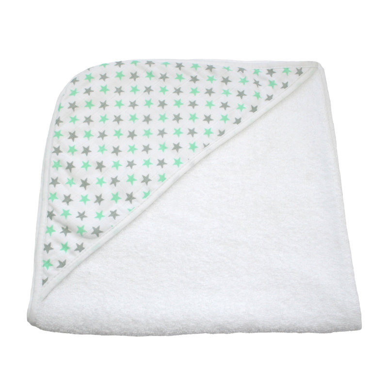 Bath Towel Single, Mint/Grey Stars