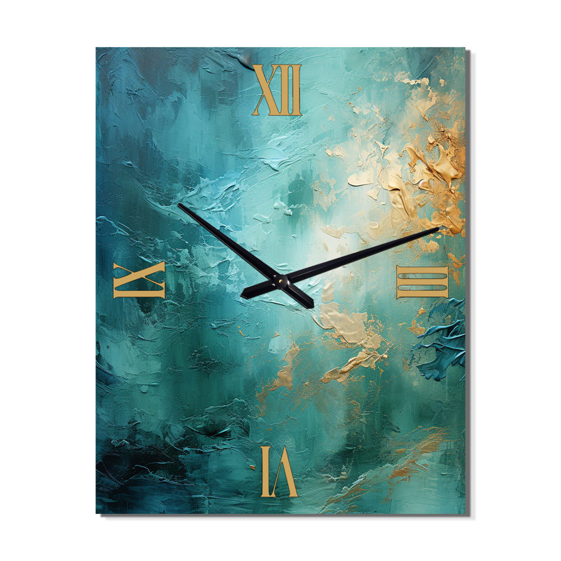 Horloge murale Teal Oasis III - Paysages, Surdimensionné