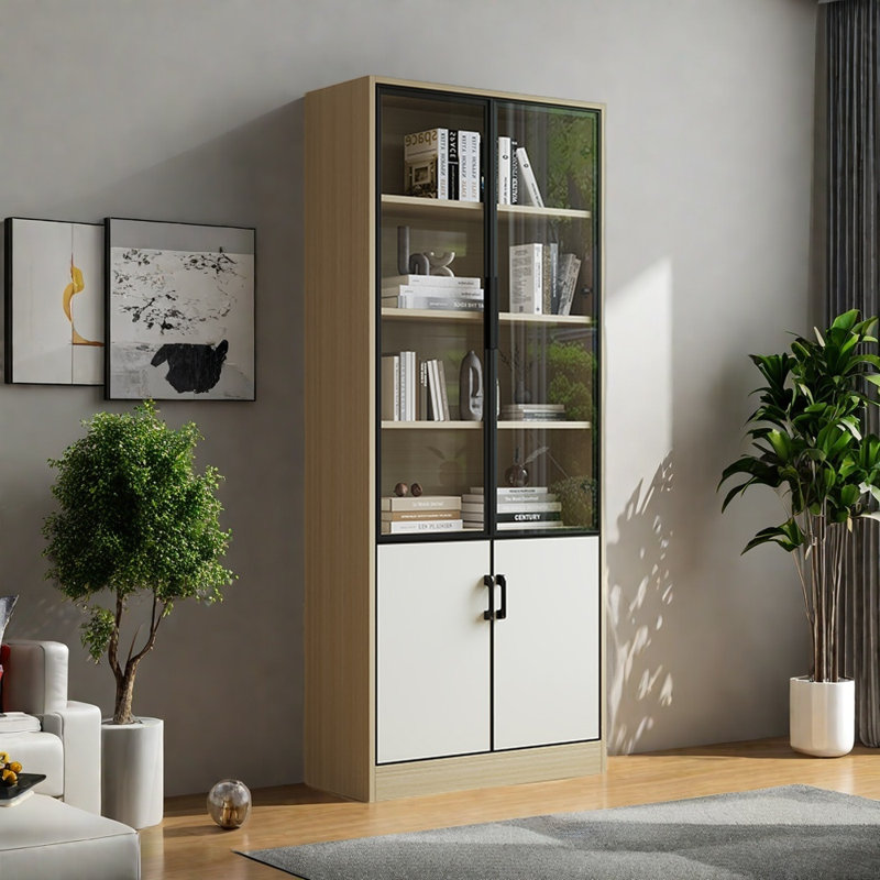 Bibliothèque tout en aluminium de style simple, Brun