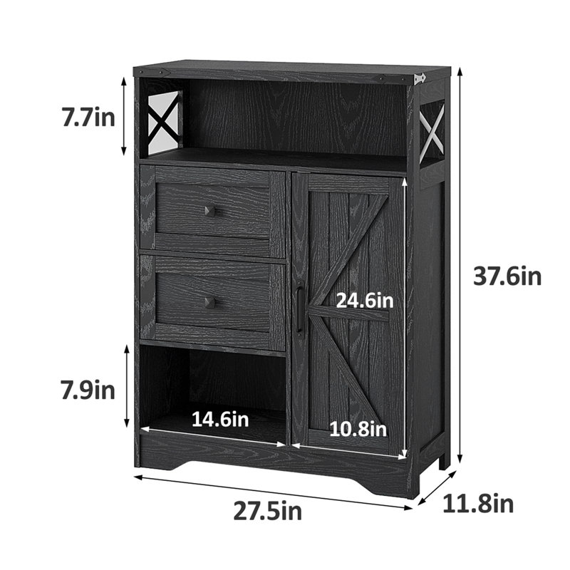 Farmhouse Storage Cabinet, Black