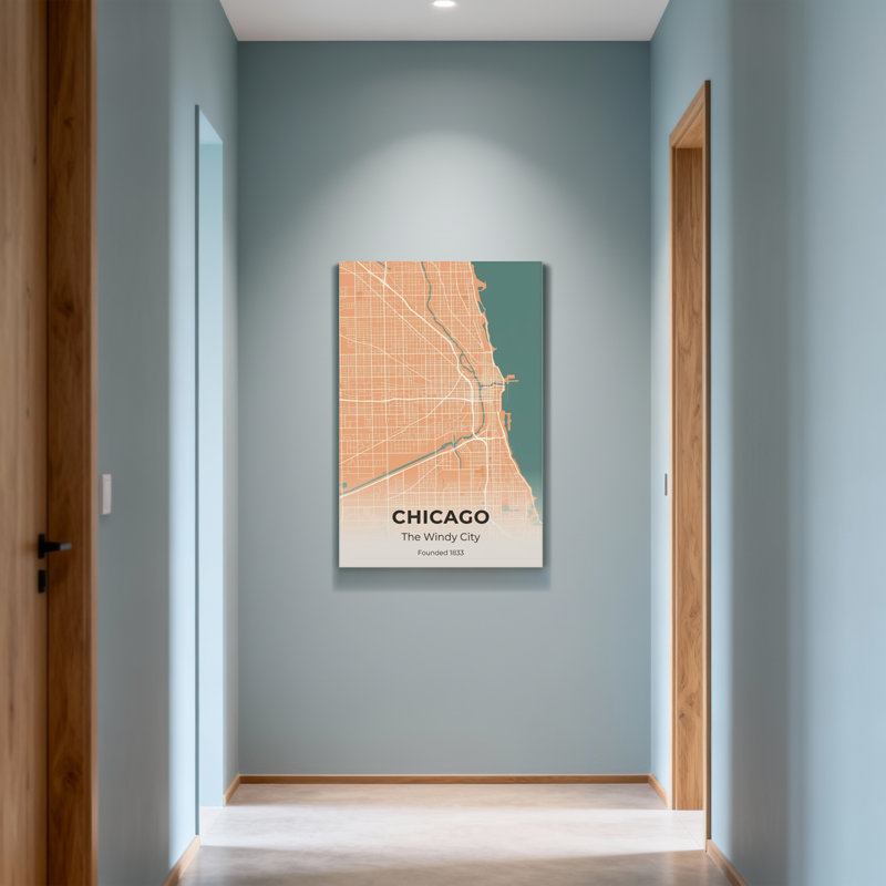 Scénario et paysages urbains, impression de carte de la ville de Chicago, H 18 po x l 12 po