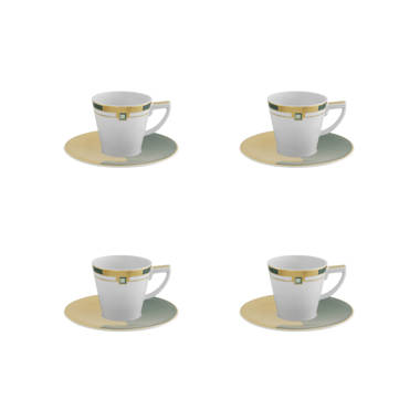 Vista Alegre Tchaikovs Set of 4 Coffe Cups & Saucers